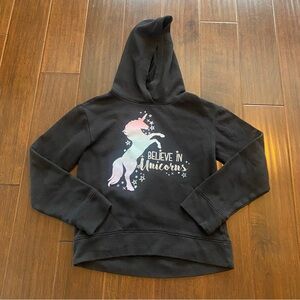 Black Unicorn Graphic Pullover Hoodie - Girls size 12